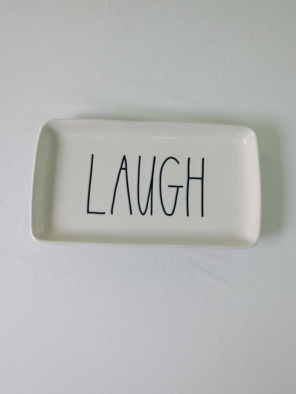 Rae Dunn Trinket Tray LAUGH Ceramic Artisan Collection 202